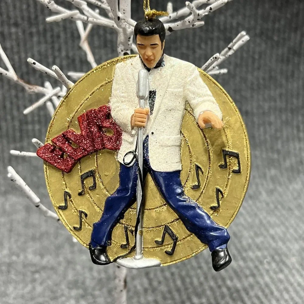 VTG 2002‎ Kurt Adler ELVIS PRESLEY Ornament Christmas Tree 4.5x4 Gold Record 3D